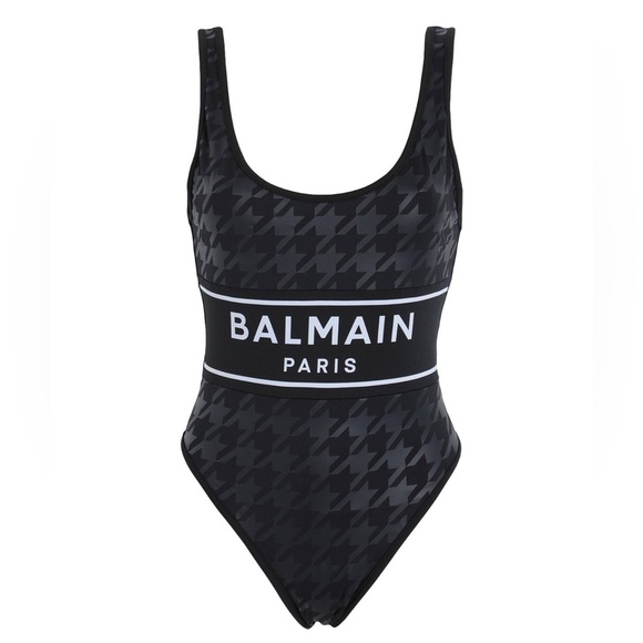 BALMAIN***Black Houndstooth One-Piece Swimsuit***Small $580 - Picture 1 of 10